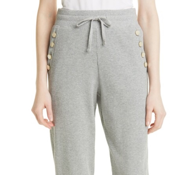 Derek Lam 10 Crosby Rosalie Sailor Button Cotton Waffle Knit Joggers Gray L NWT - Picture 5 of 8